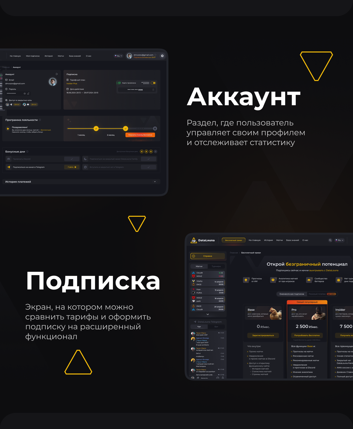 Аккаунт и подписка DataLouna