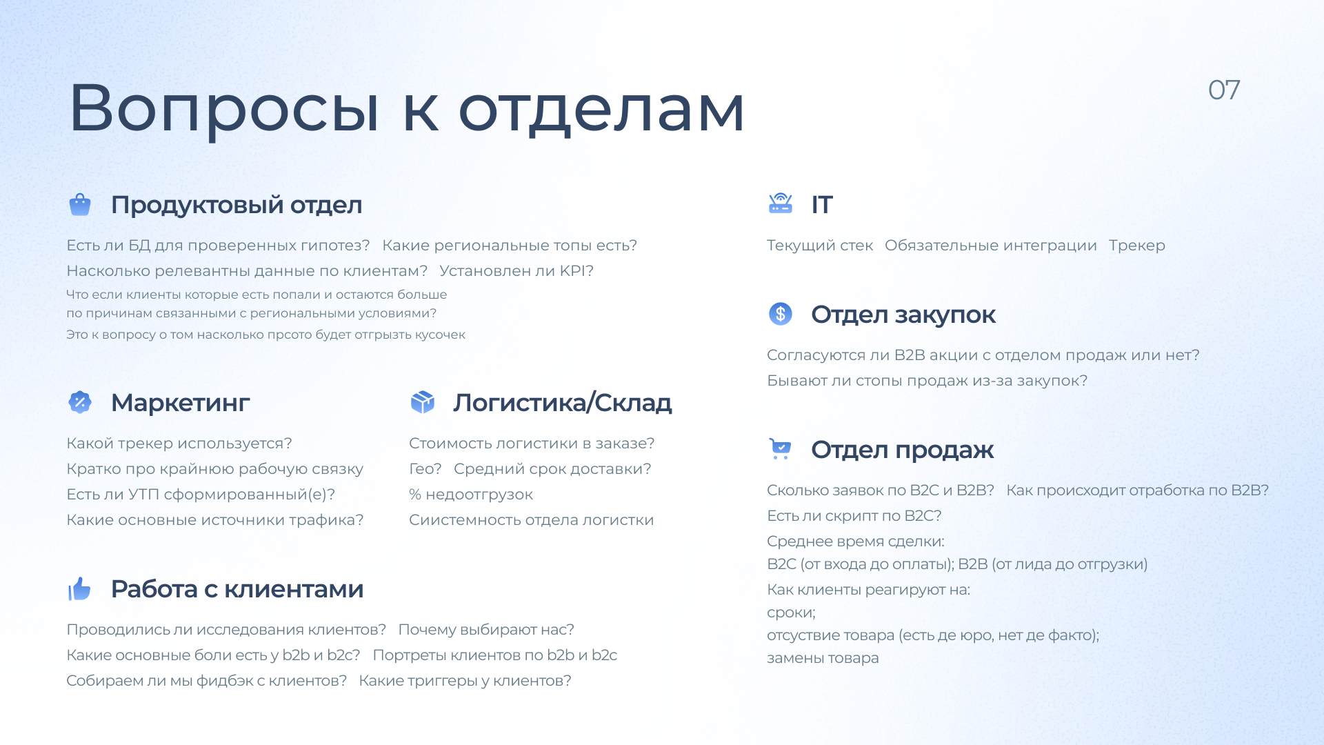 Инфраструктура конкурентов