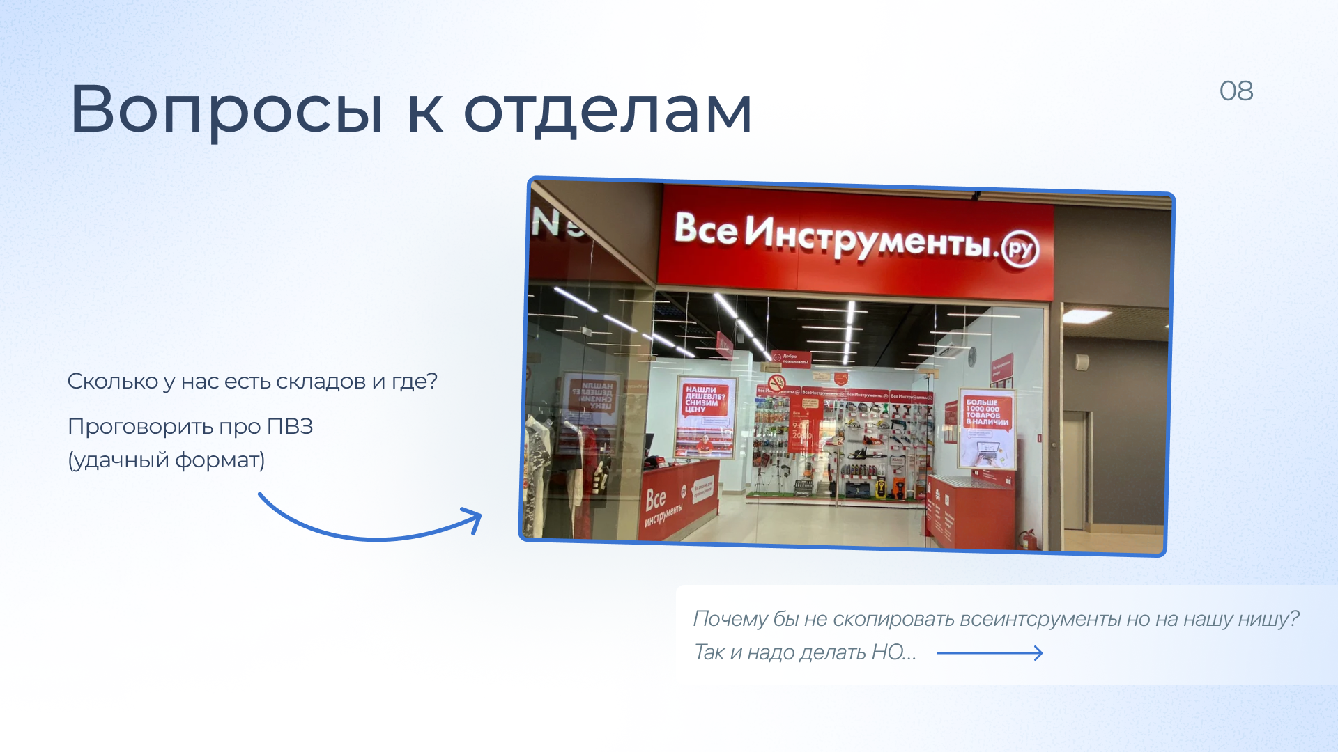 Вопросы к отделам
